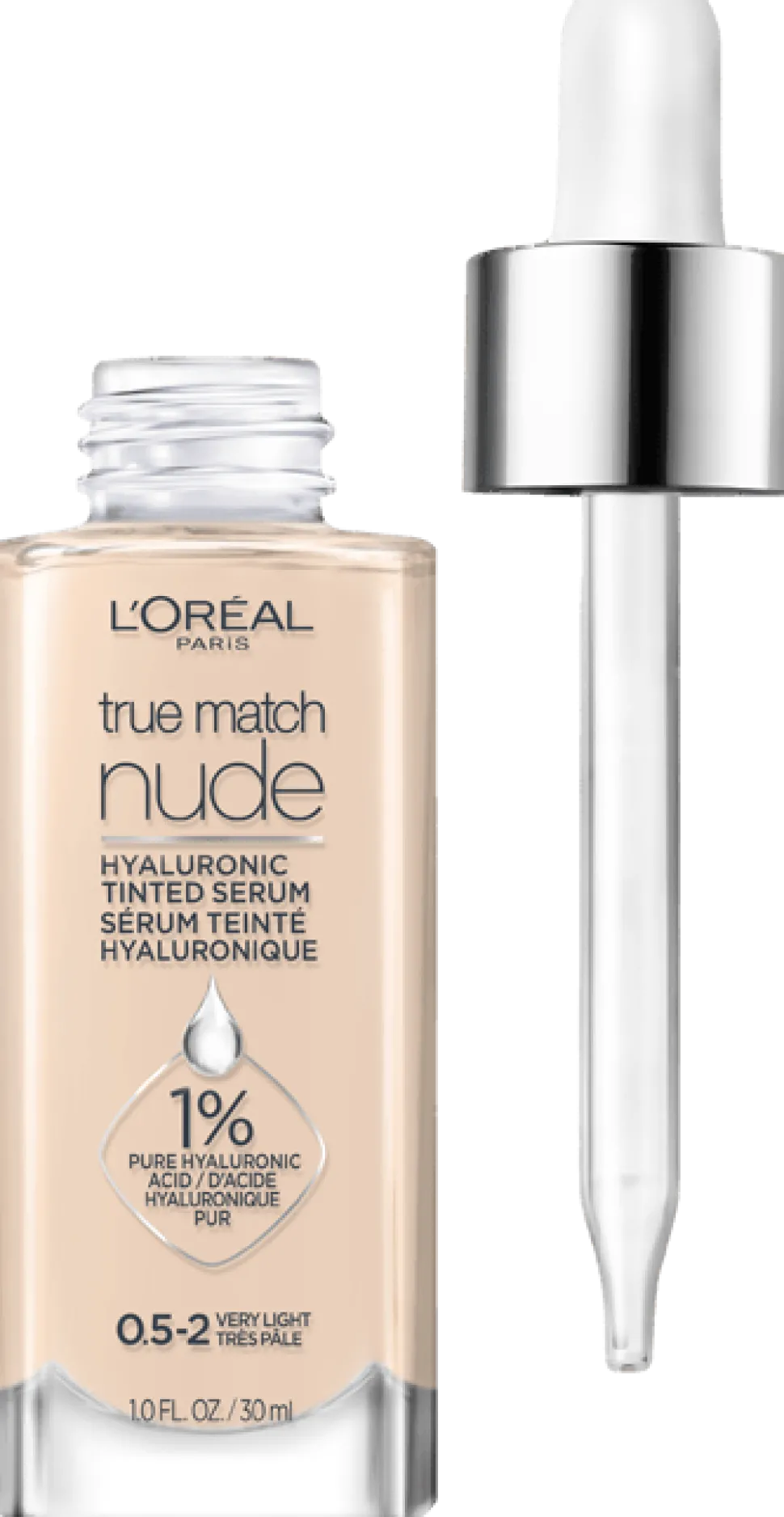 Nude Hyaluronic Tinted Serum Foundation with 1% Hyaluronic Acid, Lightweight Coverage For Dry Skin