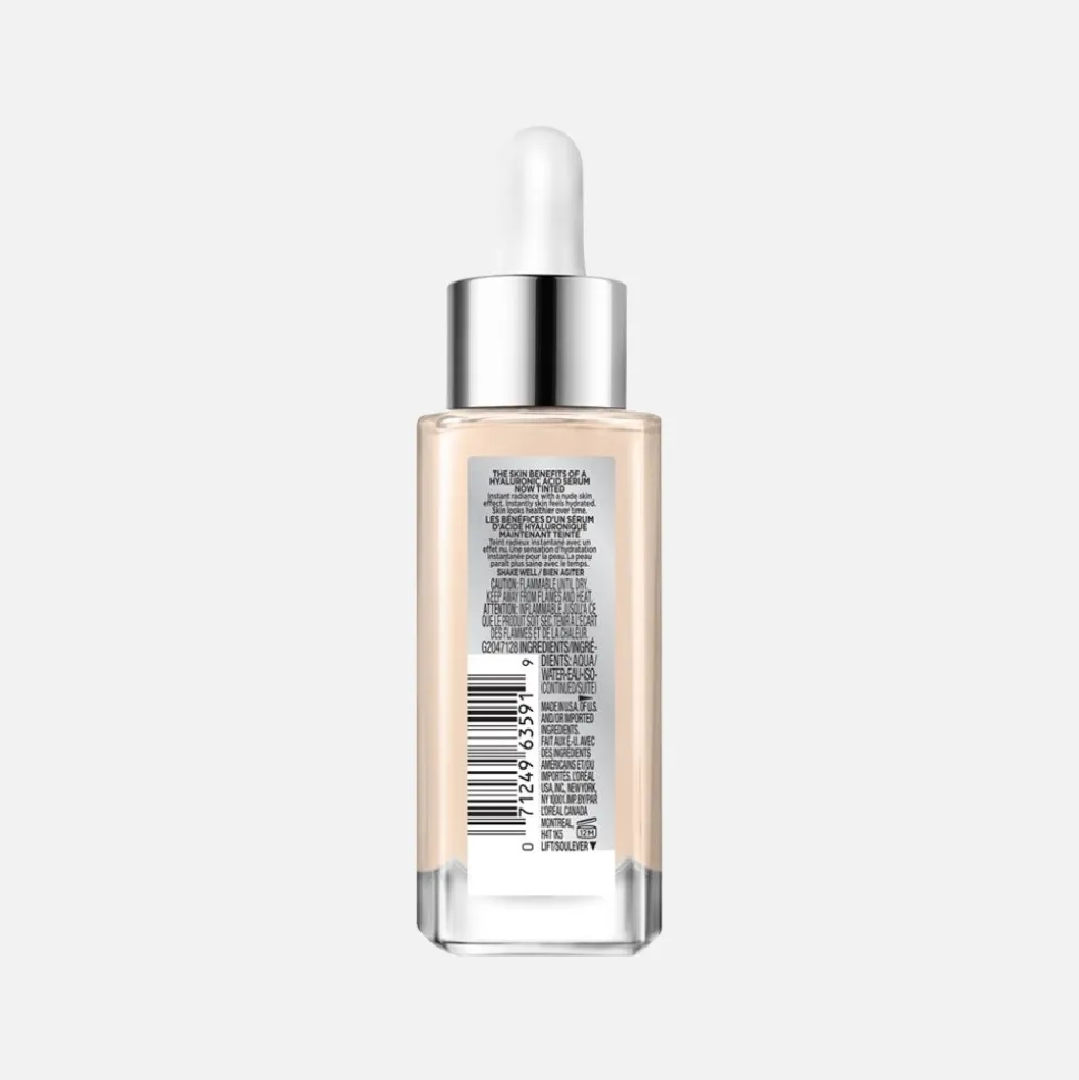 Nude Hyaluronic Tinted Serum Foundation with 1% Hyaluronic Acid, Lightweight Coverage For Dry Skin