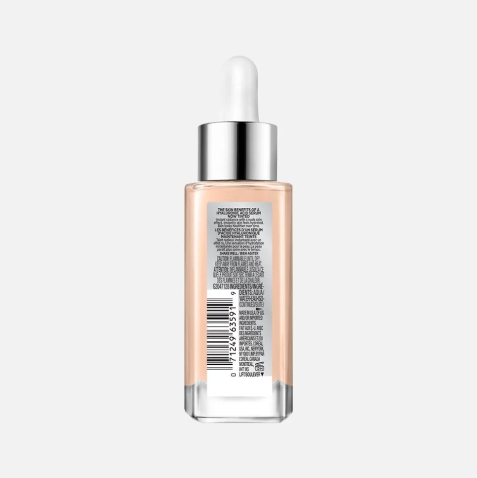 Nude Hyaluronic Tinted Serum Foundation with 1% Hyaluronic Acid, Lightweight Coverage For Dry Skin
