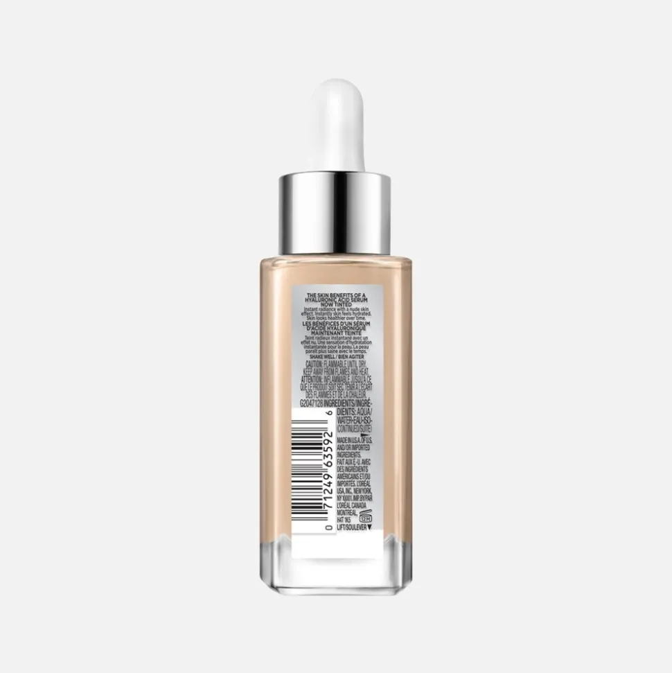 Nude Hyaluronic Tinted Serum Foundation with 1% Hyaluronic Acid, Lightweight Coverage For Dry Skin