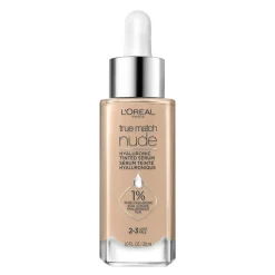 Nude Hyaluronic Tinted Serum Foundation with 1% Hyaluronic Acid, Lightweight Coverage For Dry Skin