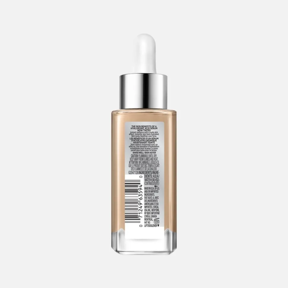Nude Hyaluronic Tinted Serum Foundation with 1% Hyaluronic Acid, Lightweight Coverage For Dry Skin