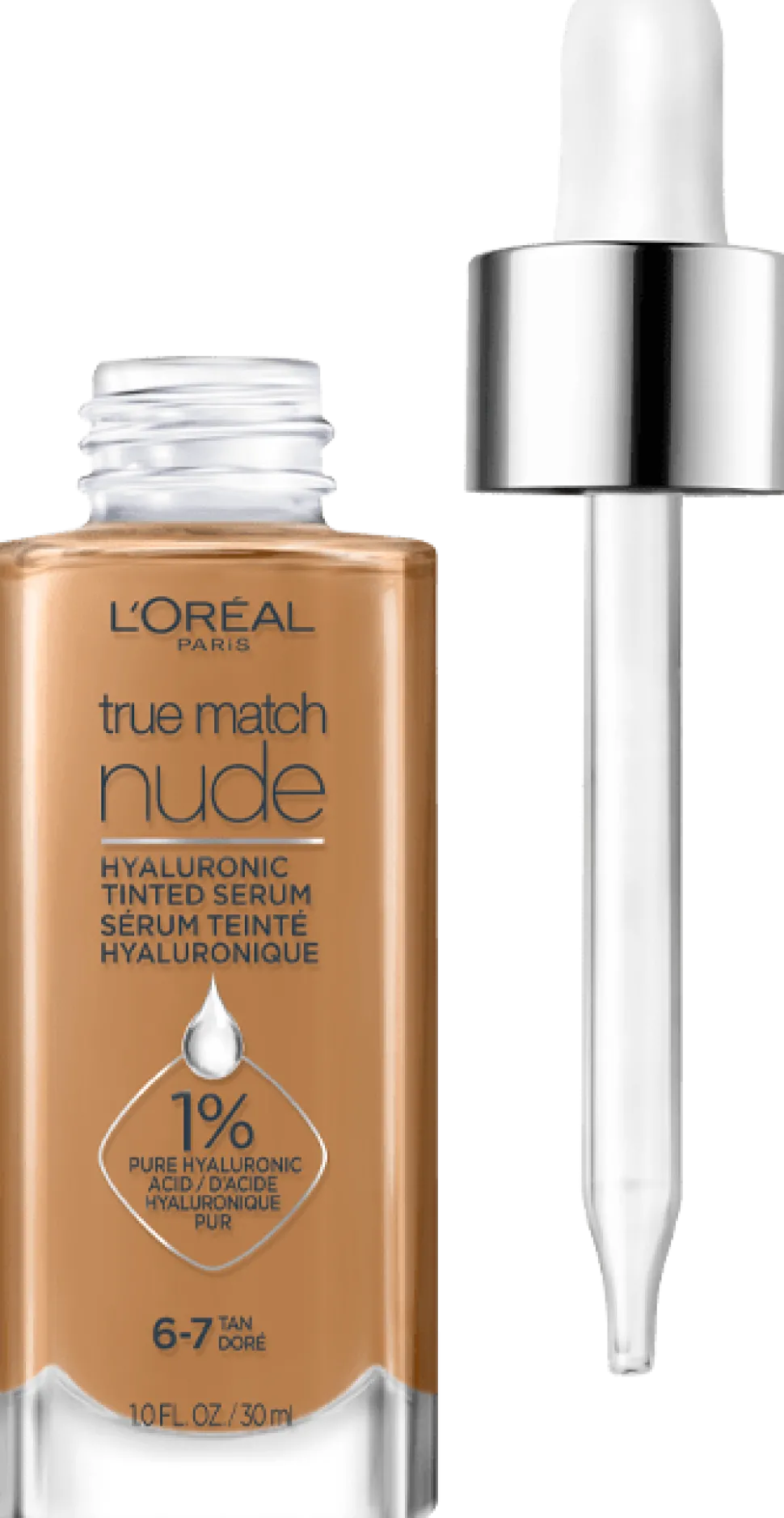 Nude Hyaluronic Tinted Serum Foundation with 1% Hyaluronic Acid, Lightweight Coverage For Dry Skin