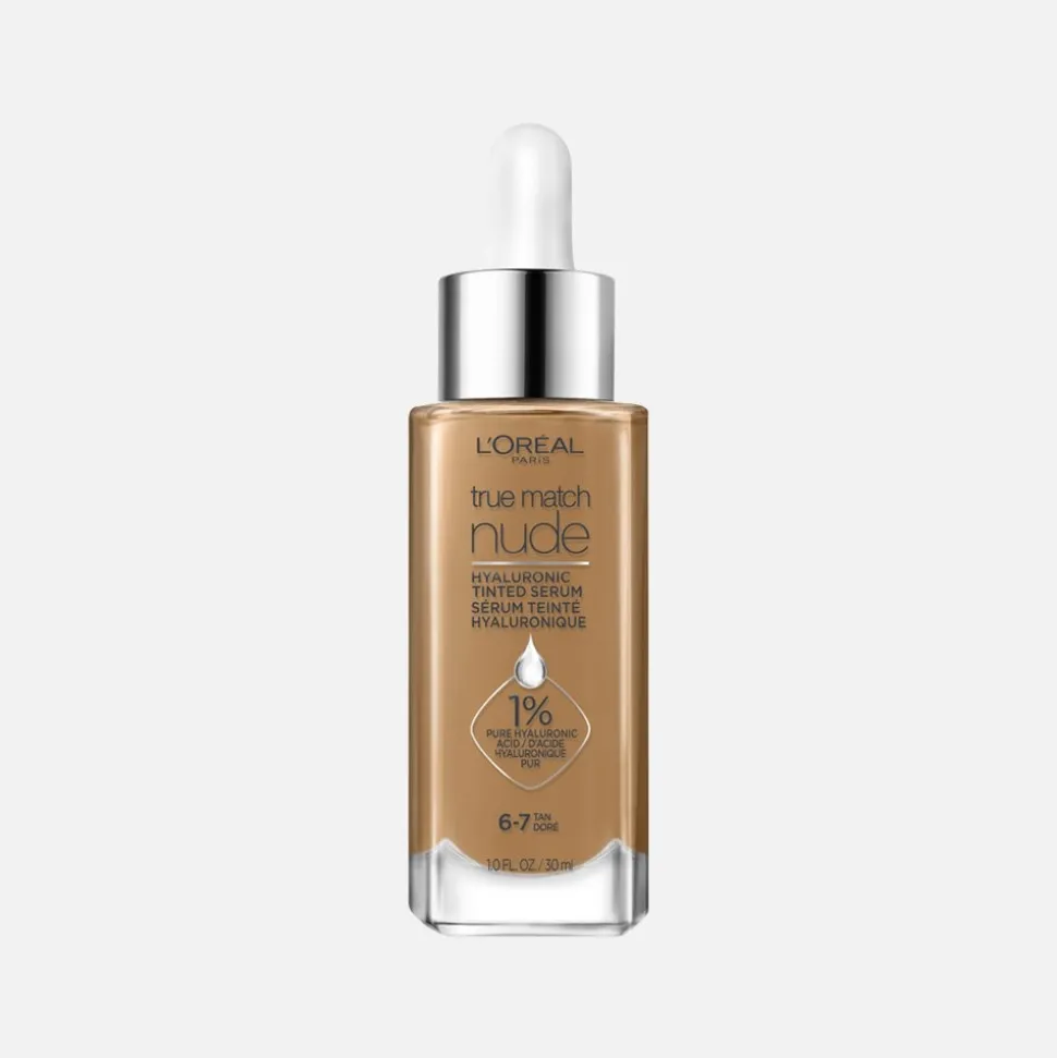 Nude Hyaluronic Tinted Serum Foundation with 1% Hyaluronic Acid, Lightweight Coverage For Dry Skin