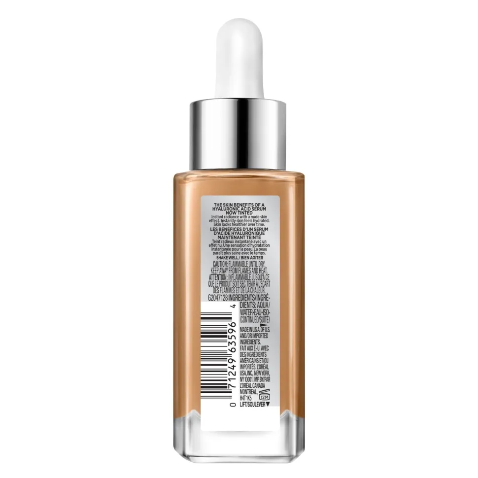Nude Hyaluronic Tinted Serum Foundation with 1% Hyaluronic Acid, Lightweight Coverage For Dry Skin