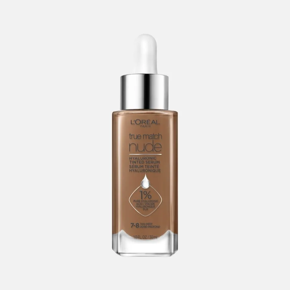 Nude Hyaluronic Tinted Serum Foundation with 1% Hyaluronic Acid, Lightweight Coverage For Dry Skin