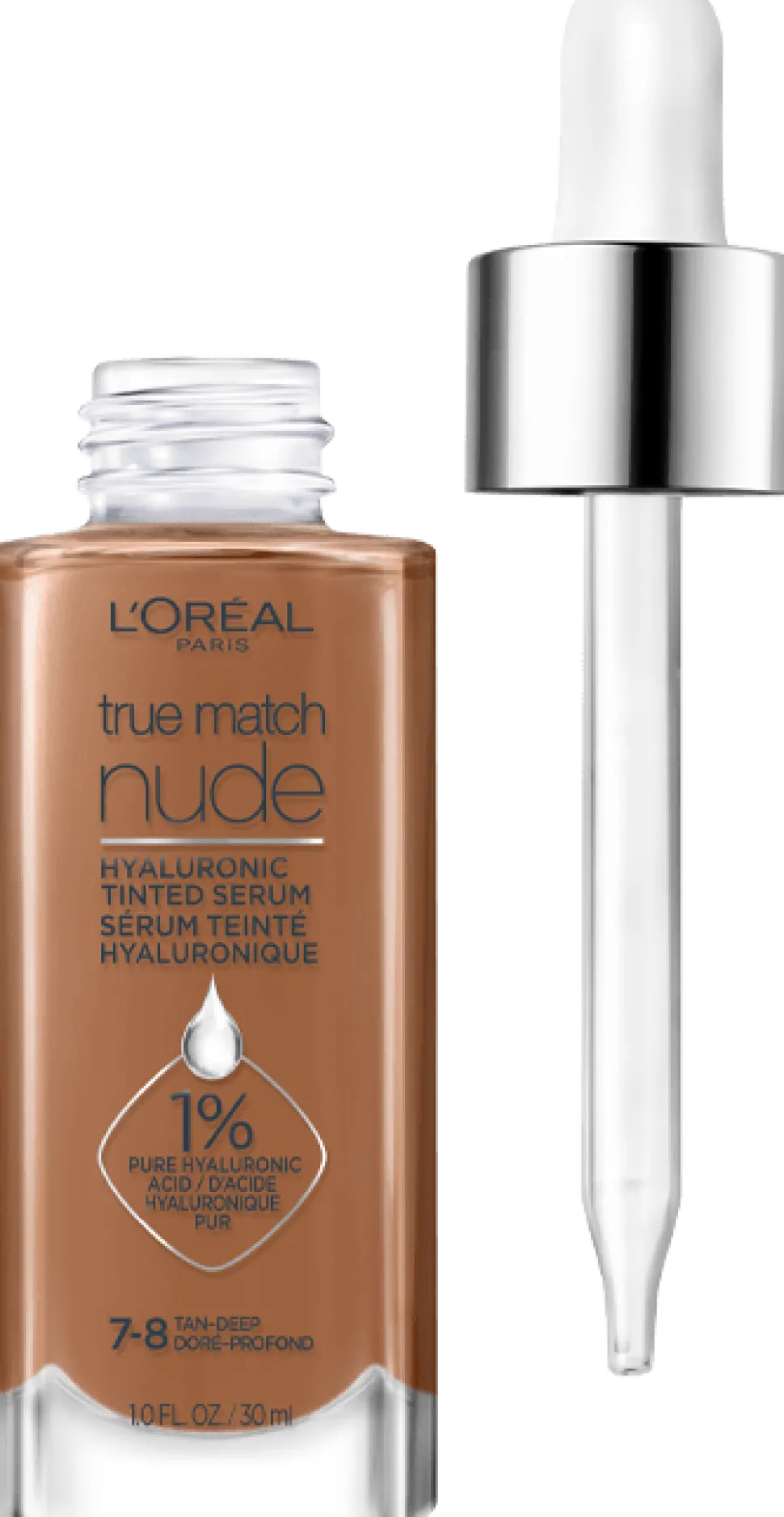 Nude Hyaluronic Tinted Serum Foundation with 1% Hyaluronic Acid, Lightweight Coverage For Dry Skin