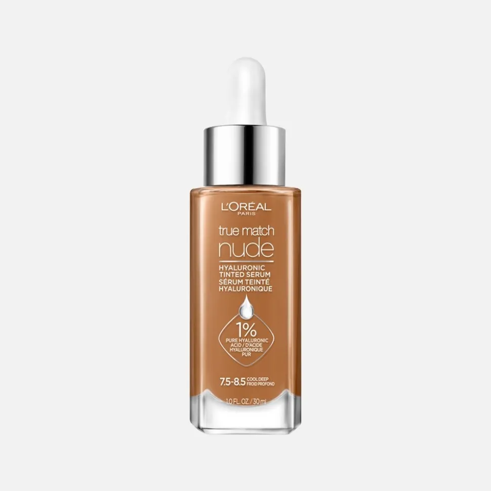 Nude Hyaluronic Tinted Serum Foundation with 1% Hyaluronic Acid, Lightweight Coverage For Dry Skin