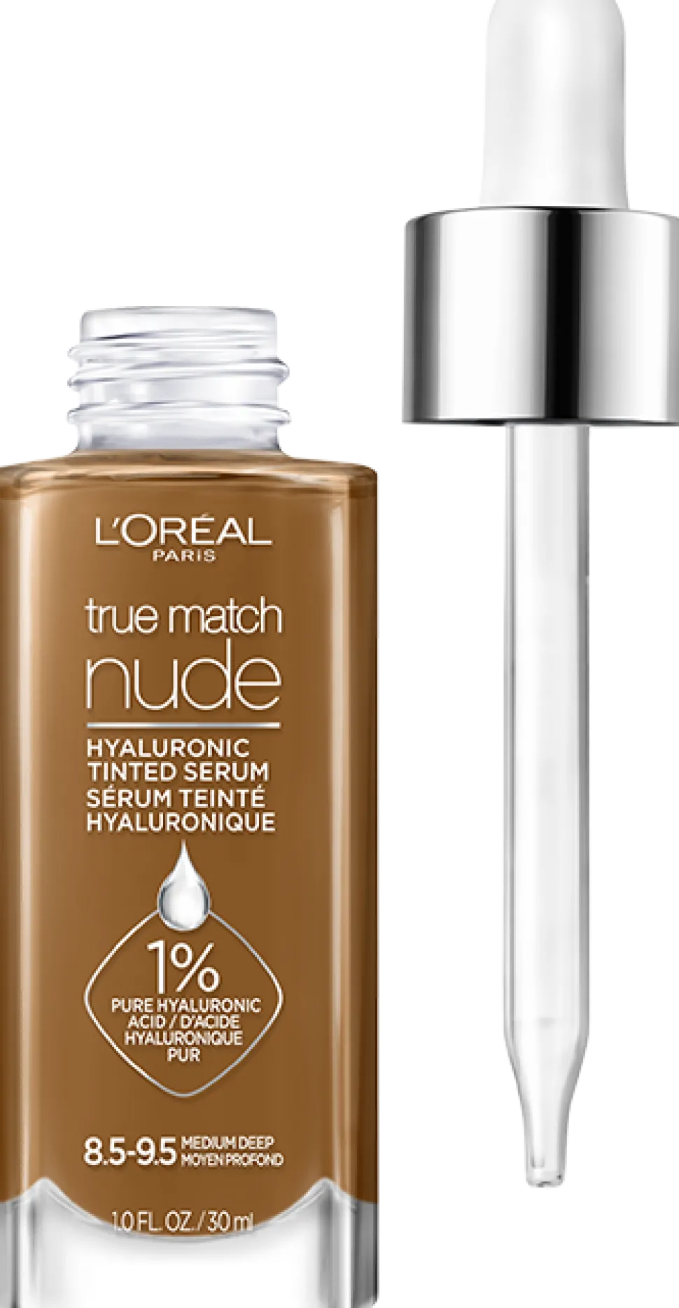 Nude Hyaluronic Tinted Serum Foundation with 1% Hyaluronic Acid, Lightweight Coverage For Dry Skin