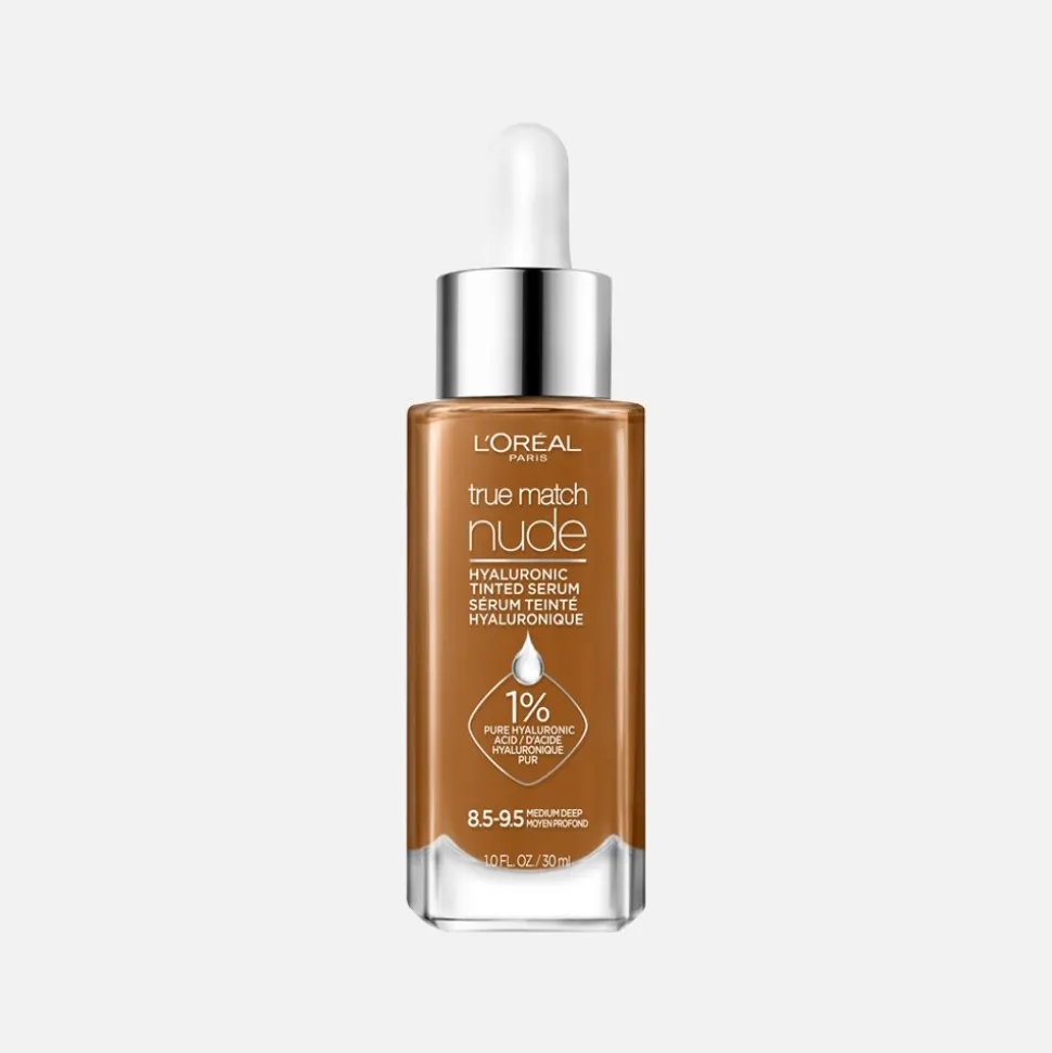 Nude Hyaluronic Tinted Serum Foundation with 1% Hyaluronic Acid, Lightweight Coverage For Dry Skin