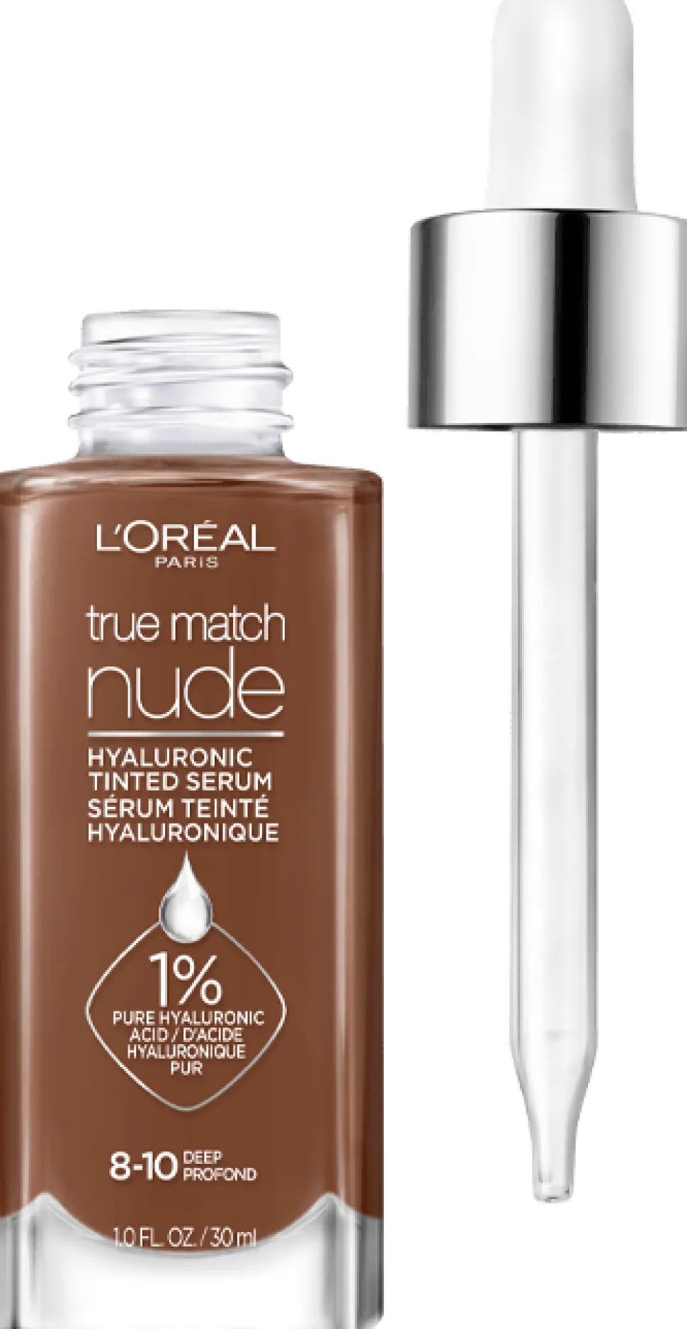 Nude Hyaluronic Tinted Serum Foundation with 1% Hyaluronic Acid, Lightweight Coverage For Dry Skin