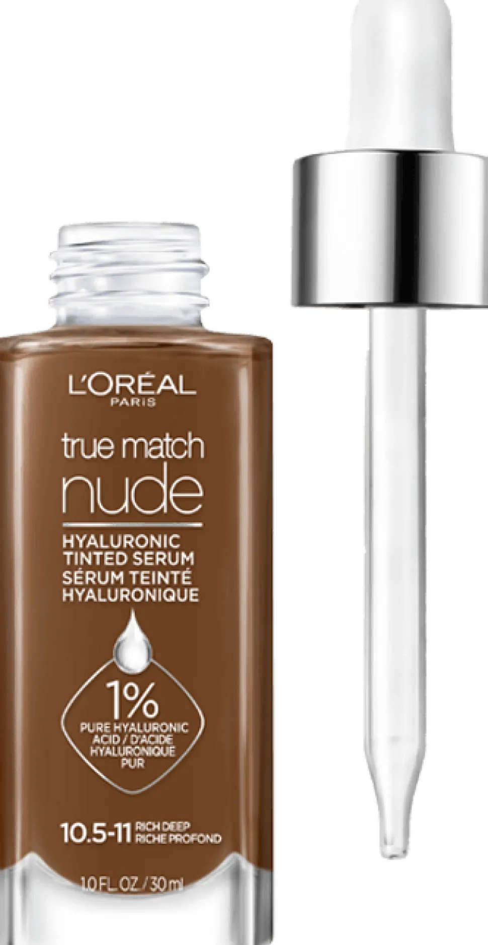 Nude Hyaluronic Tinted Serum Foundation with 1% Hyaluronic Acid, Lightweight Coverage For Dry Skin
