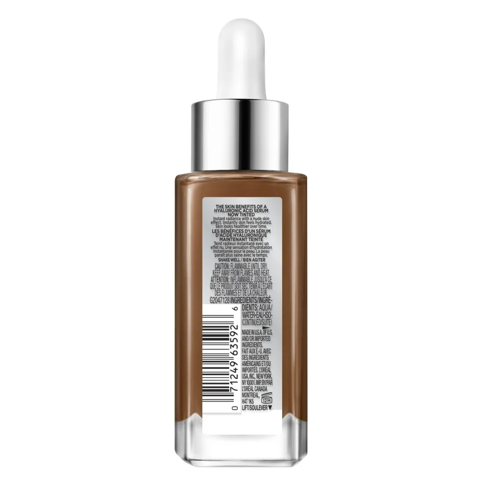 Nude Hyaluronic Tinted Serum Foundation with 1% Hyaluronic Acid, Lightweight Coverage For Dry Skin