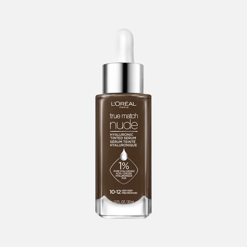 Nude Hyaluronic Tinted Serum Foundation with 1% Hyaluronic Acid, Lightweight Coverage For Dry Skin