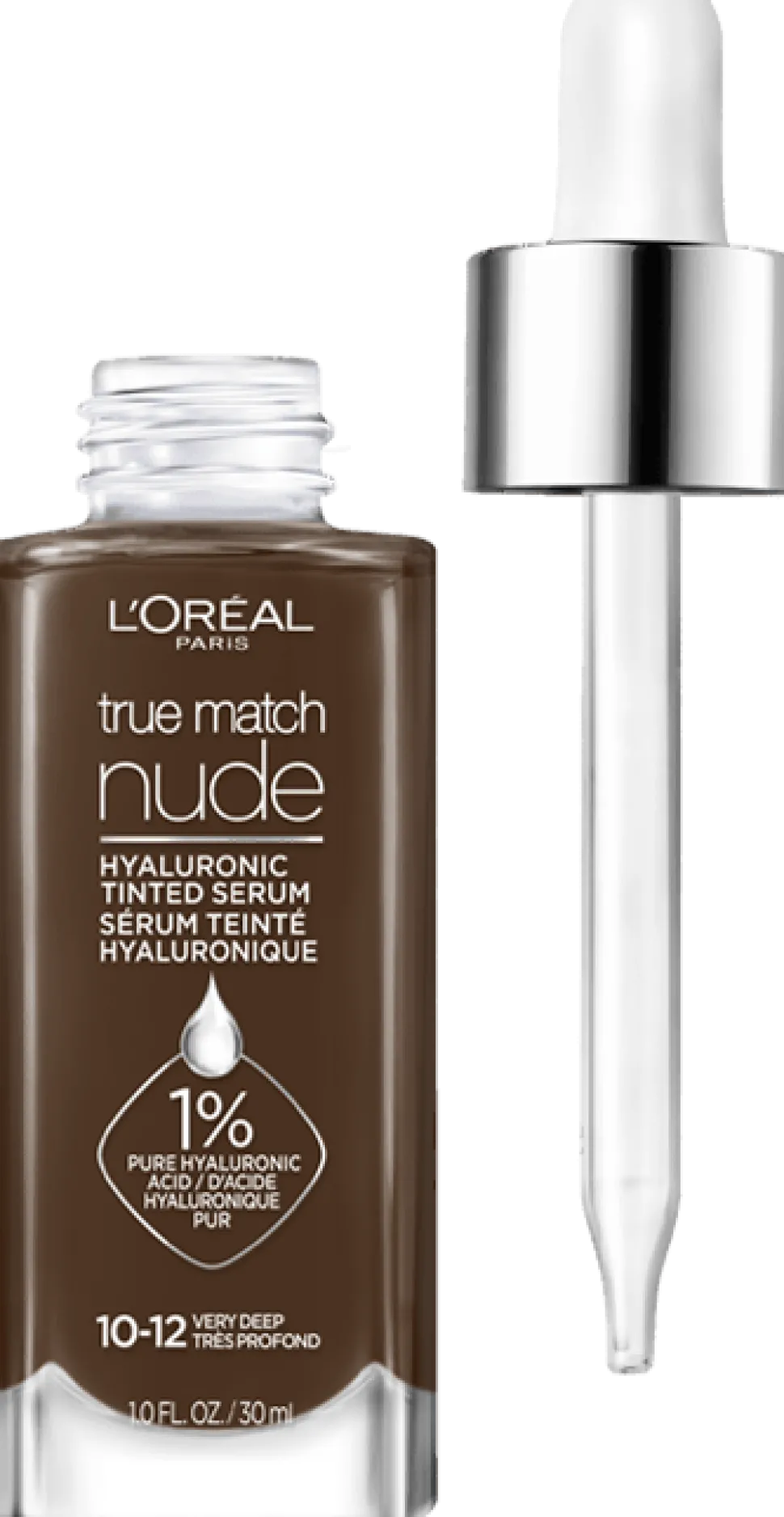 Nude Hyaluronic Tinted Serum Foundation with 1% Hyaluronic Acid, Lightweight Coverage For Dry Skin