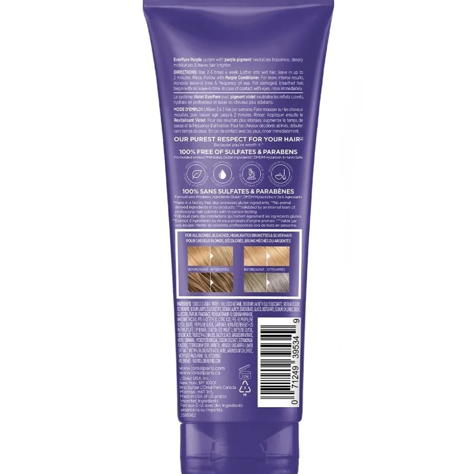 Sulfate Free Purple Shampoo for Toning Blonde or Bleached Hair